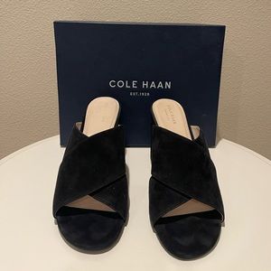 Slide into summer with style! Cole Haan's 'Gabby' buttery black suede. Like New!